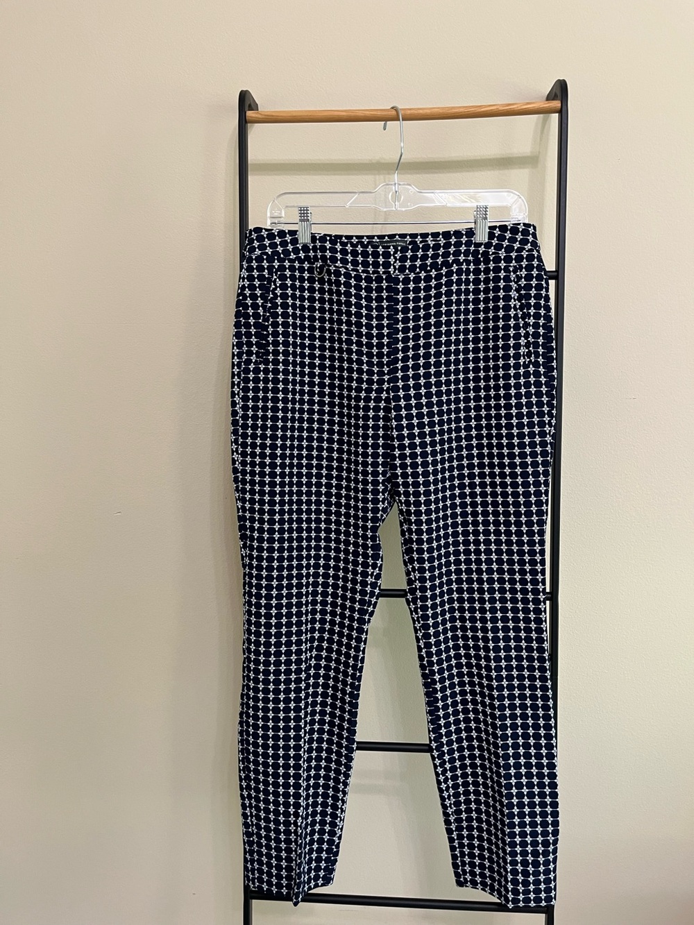 Adrianna Papell Geometric Print Slim Leg Pants Business Casual Preppy Size 10